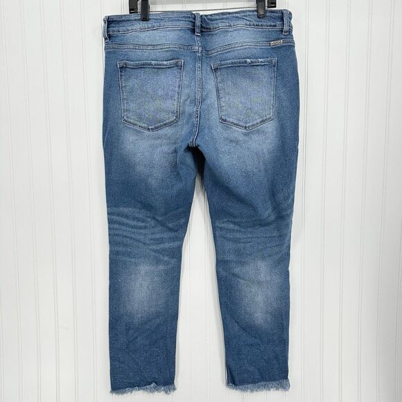 Kancan Jeans Womens 16 Straight Ankle Blue Denim Distressed Fray 90s Grunge - Picture 2 of 13